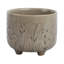 Pot de fleurs en céramique en grès avec texture botanique surélevée et base à pieds - Décoration de jardin décorative moderne