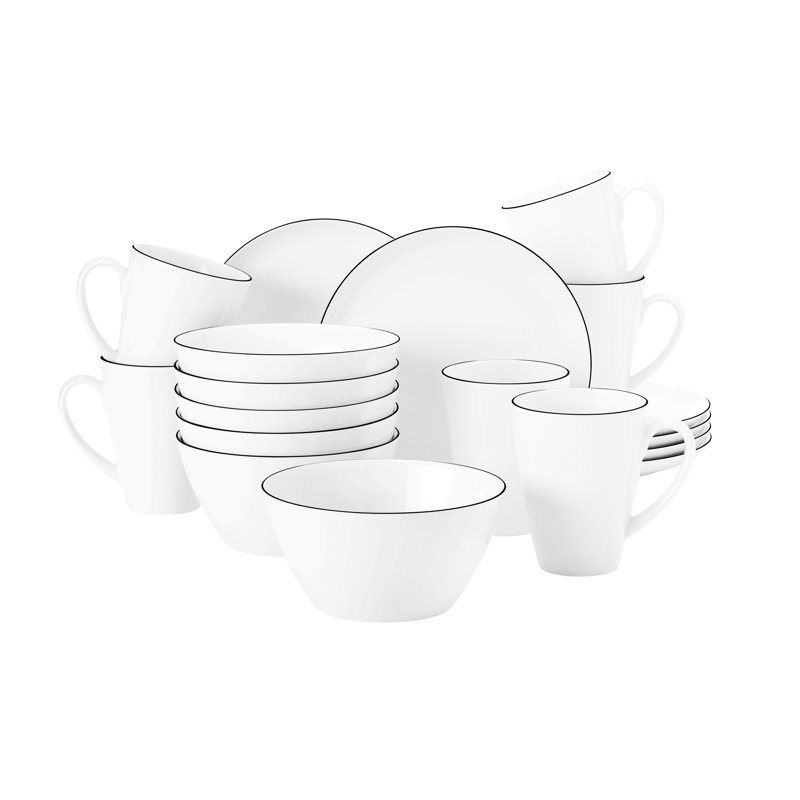 Lido Black Line Breakfast Set, 18 Pieces, Round