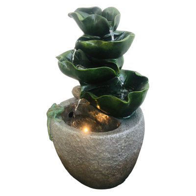 Fontaine Lily Leaf Falls avec pompe écoénergétique et éclairage DEL