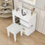 Meuble-lavabo de maquillage avec miroir rabattable, lumière DEL, armoire latérale rétractable et tabouret rembourré-2090295473