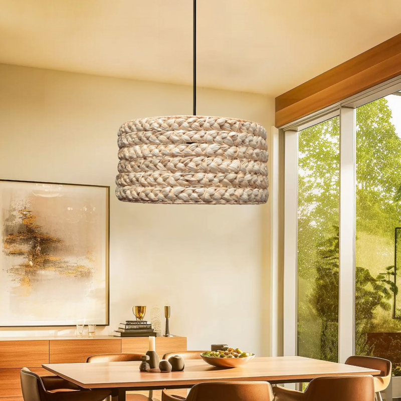 Elegant Adjustable Chandelier, Metal Body, Natural Finish, Ø11.5 x 2.8 inches Base Plate | Total Height: 7.9 - 27.6 inches | E27 Socket, Max 40W, Bulb Not Included | Perfect for Dining Room, Living Room & Entryway Lighting