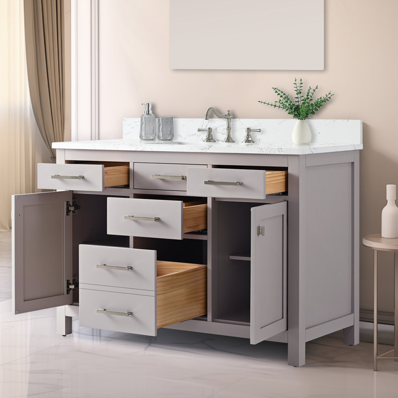Ajhane 48" Single Vanity, Taupe/Brushed Nickel