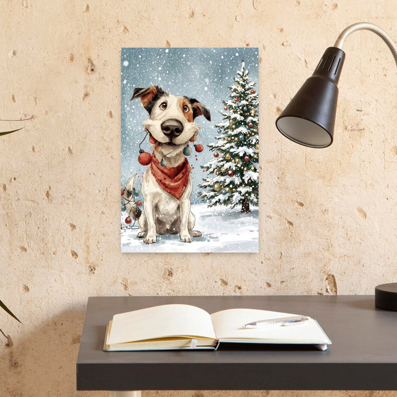 Contemporary Art Abstract Contemporary Dog Nature Winter Wall Art by Emel Tunaboylu - Wrapped Canvas Print