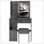 Petit meuble-lavabo de 29,2 po avec tabouret de bureau et tabouret rembourré à gauche 29,5 po, grande commande tactile, interrupteur tricolore, miroir à luminosité réglable, rangement à grande capacité, convient aux petits espaces-119916730