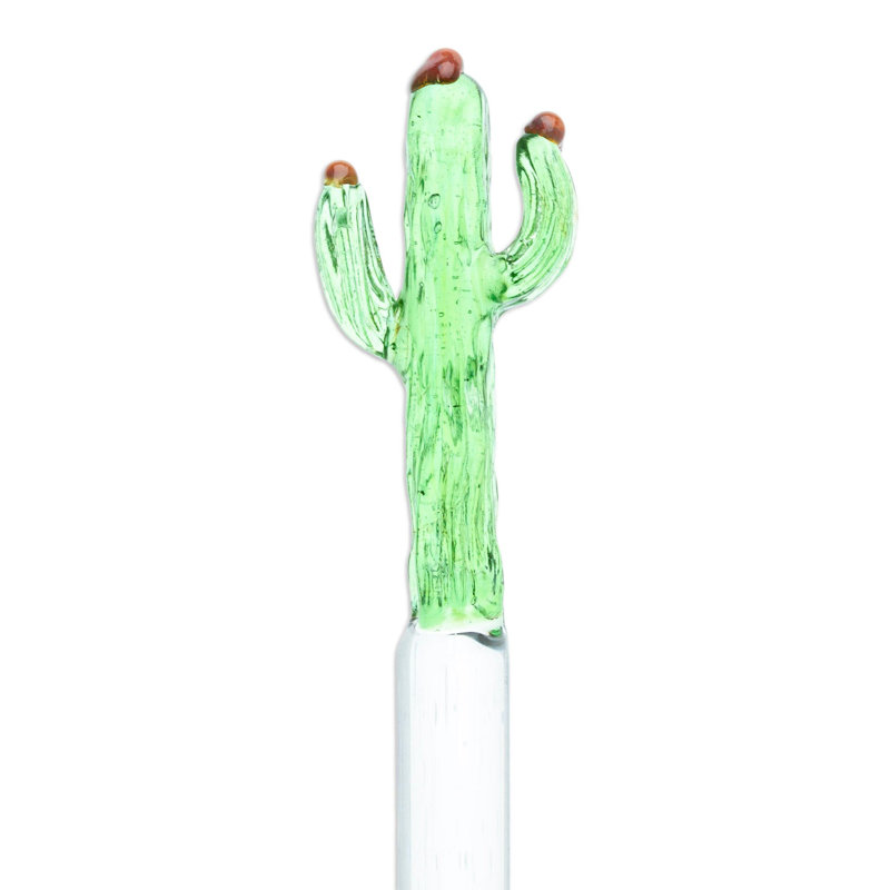Latitude Run® Handmade Celebration Cactus Recycled Glass Cocktail Stirrer