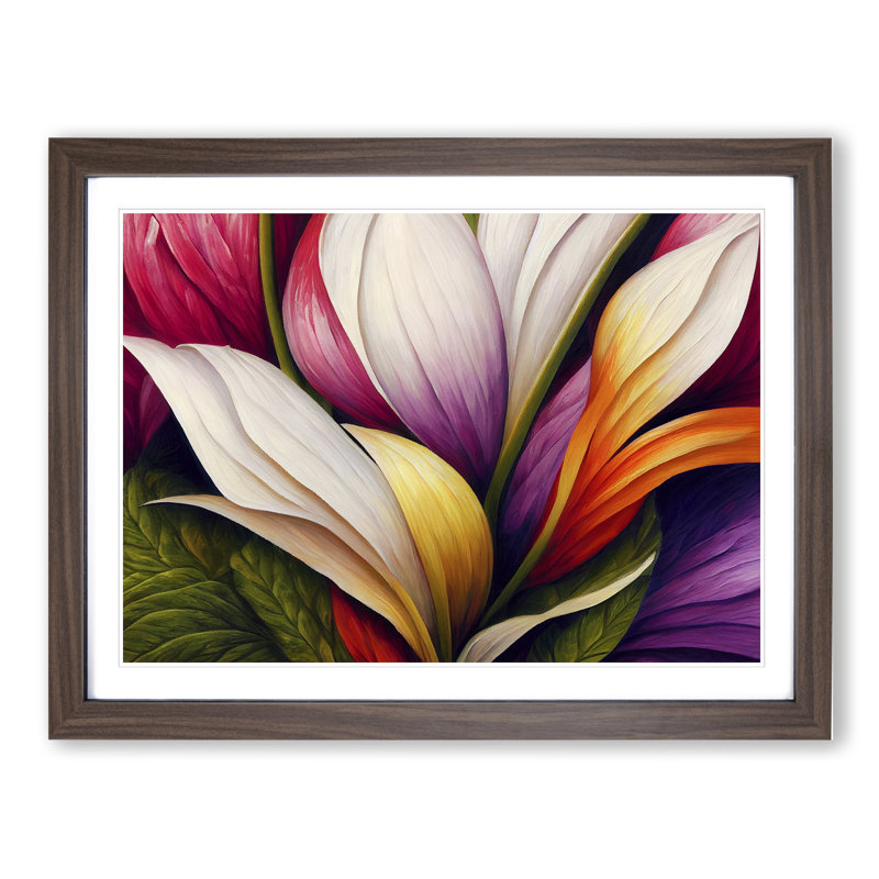 Magnificent Flowers - Single Picture Frame Print, 46cm H x 64cm W x 2cm D, Walnut