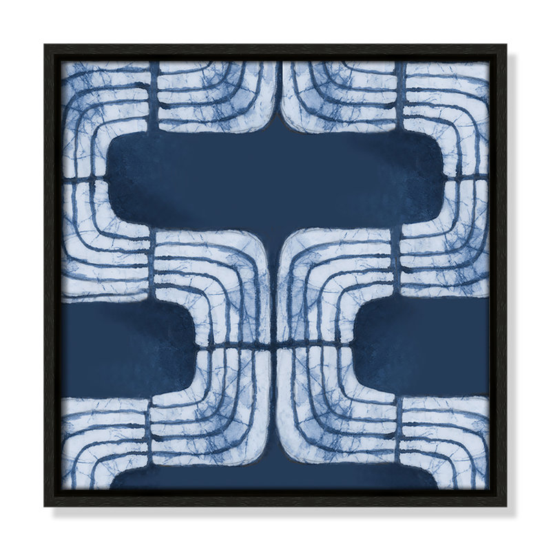 «Blue Batik I Print» par Emma Peal, Espresso, H 13,5 po x l 13,5 po