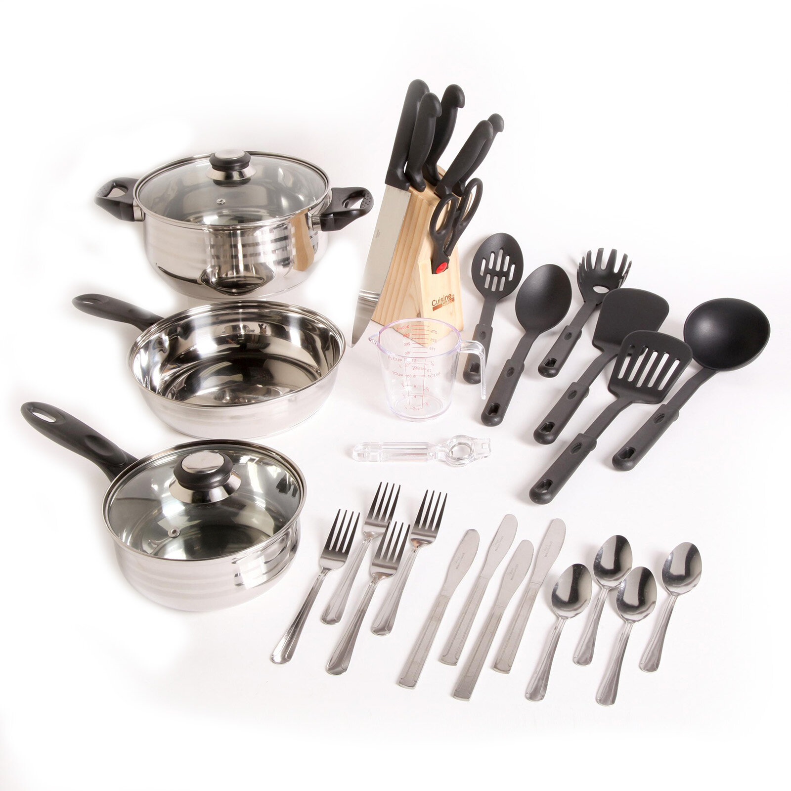 Gibson Home 95-Piece Complete Kitchen Starter Kit - Black