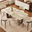 Table de salle à manger rectangulaire 63 "pour 4-6, table de cuisine en pierre moderne avec pieds en bois et acier-515612295