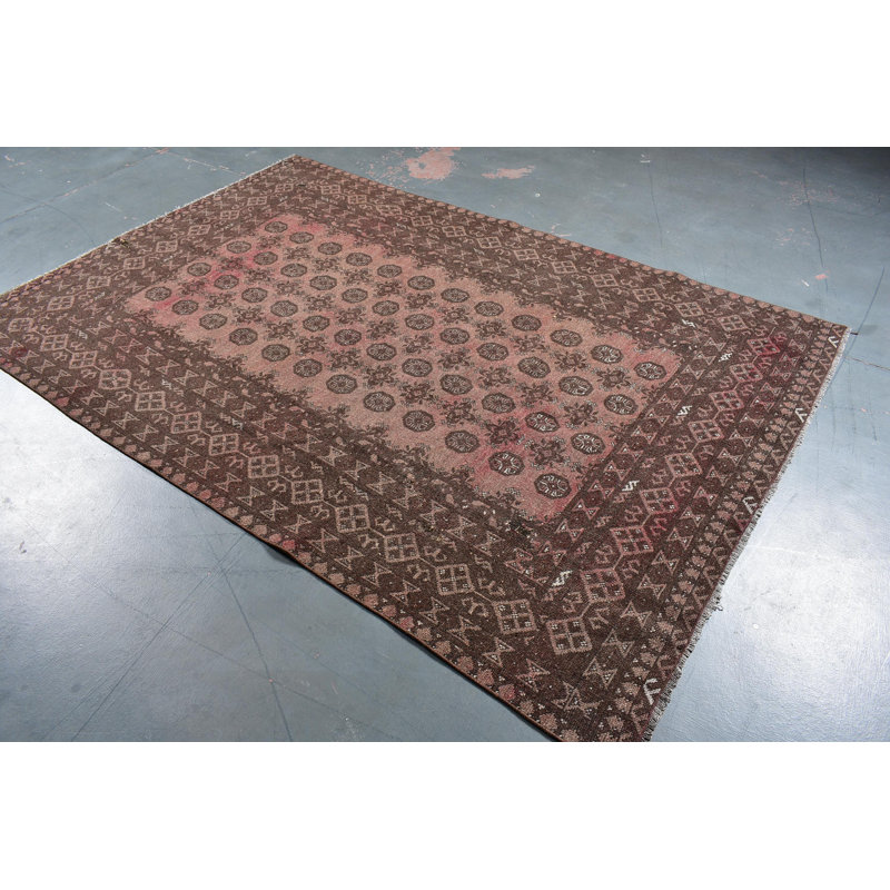 Vintage Handmade Turkish Area Rug Perfect for Boho Chic Home Decor with Brown Accents