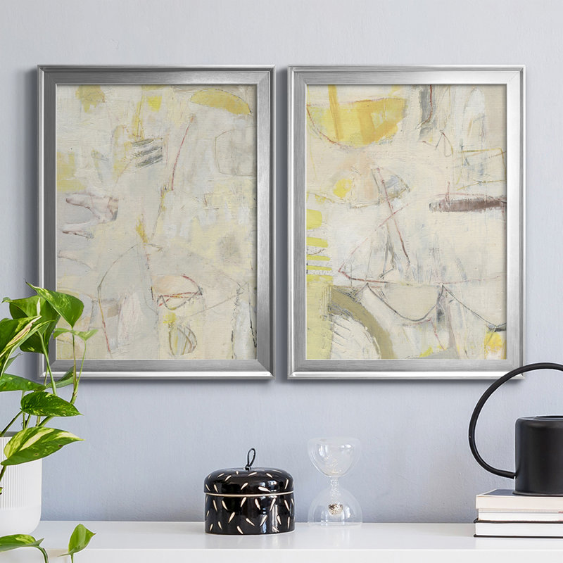 Fizgig II - ensemble de 2 peintures sur toile encadrées, H 30,5 po x l 45 po x P 1 po, Argent