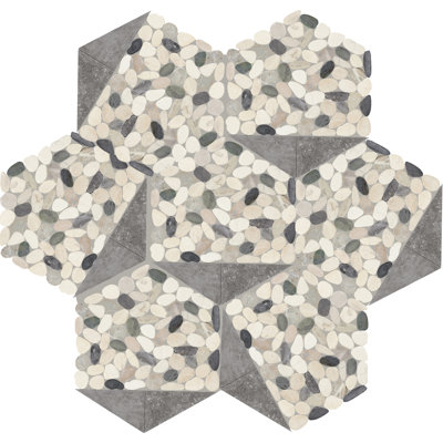 Daltile Pebble Oasis Natural Stone Tri-Hex Pebble Mosaic 11" x 10" (17 PC per Carton) (10.89 SQFT per Carton)