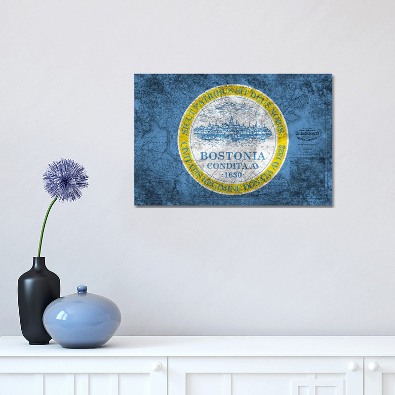 Boston, Massachusetts (Vintage Map) 1 Piece Wrapped Canvas Painting, 30.48 cm H x 45.72 cm W