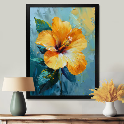 Décoration murale vibrante «Hibiscus» bleu et jaune - Hibiscus