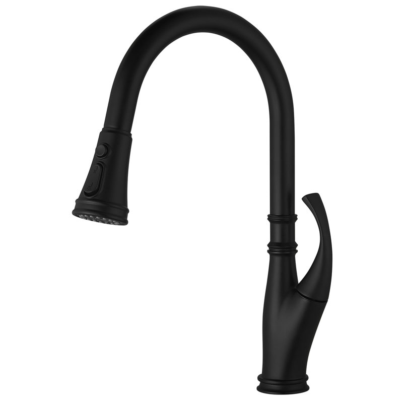 Robinet de cuisine à une poignée et bec rétractable, Noir mat