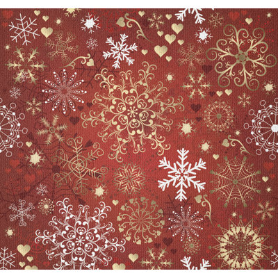 Fabric by the meter, snowflakes, white, yellow and red, 1 meter