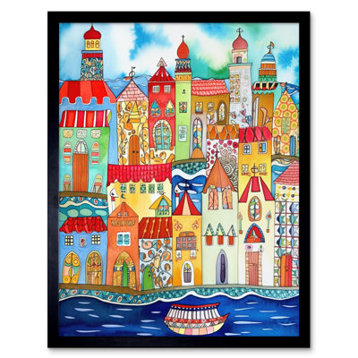 Tangier Morocco Folk Art Artwork Framed Wall Art Print 9X7 Inch