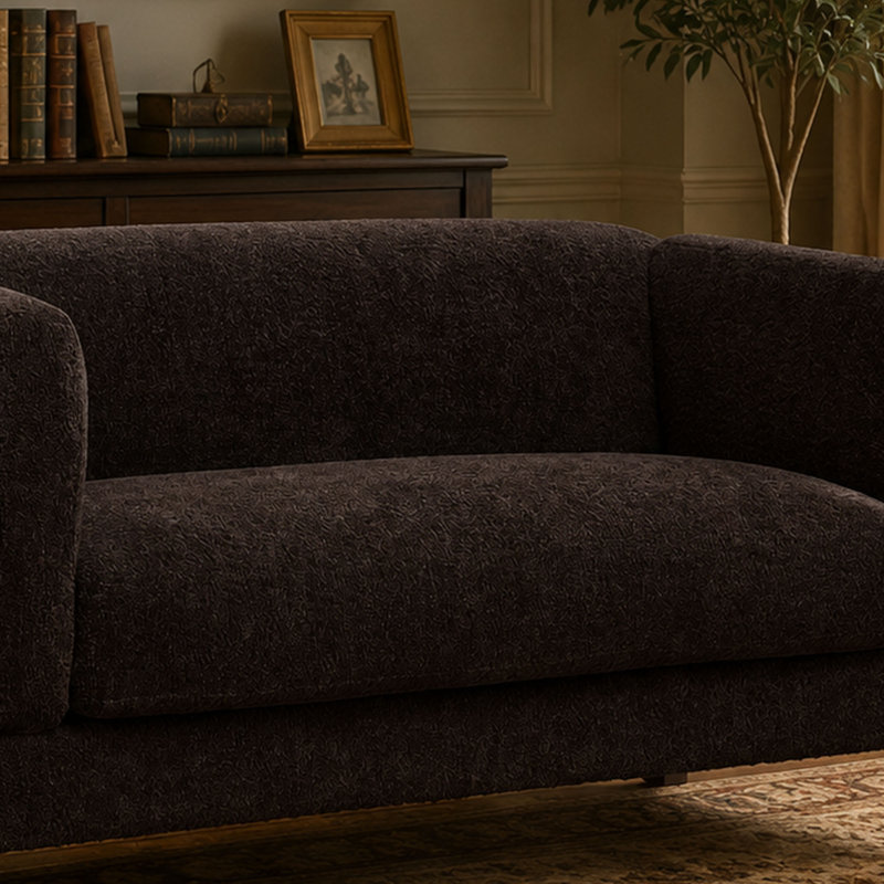 Causeuse l 58,27 po avec pieds en bois massif, Dark Brown