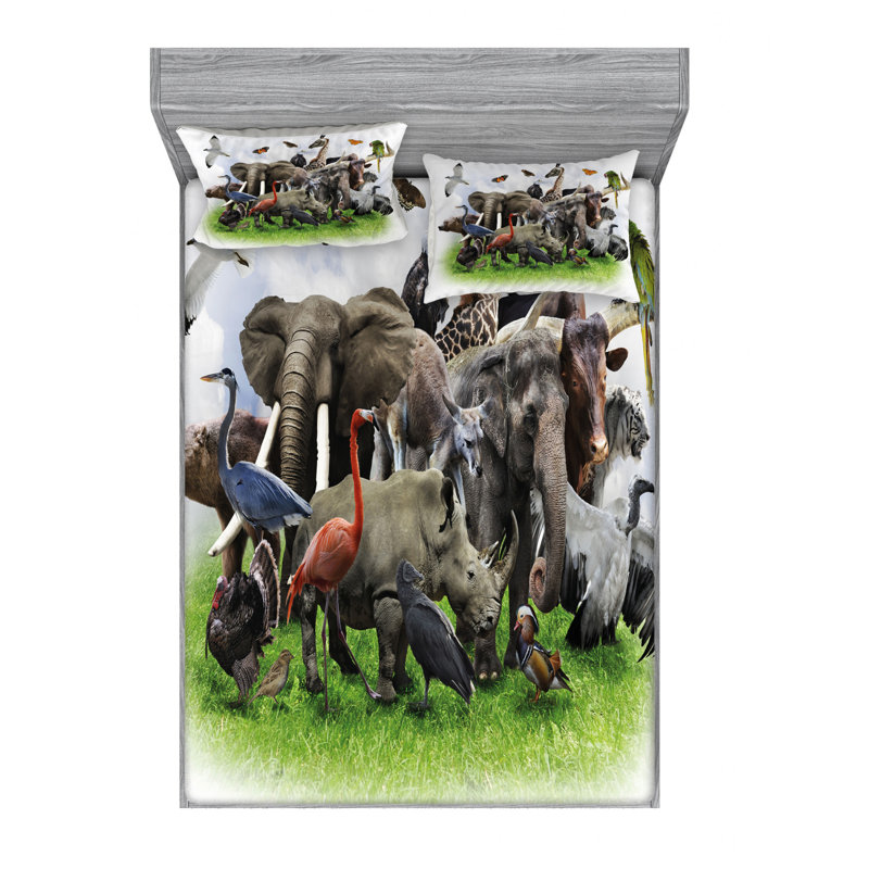 Ensemble de draps à thème de zoo pour le collage numérique d’animaux sauvages avec des animaux de safari