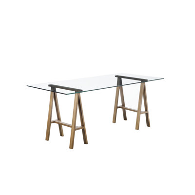 Lula Glass Top Metal Base Writing Desk