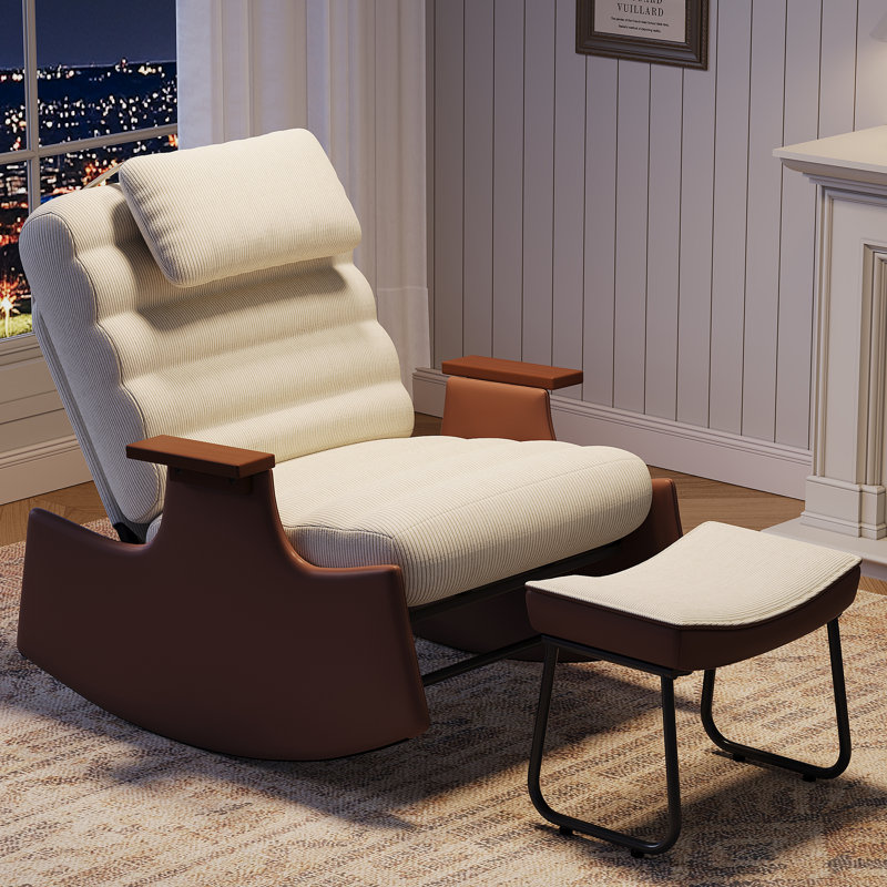 Rocking Chair, Corduroy, Beige Style A