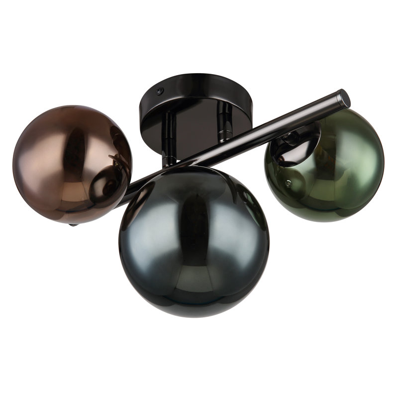 Melvern Glass Flush Mount, Black, Amber/Smoke/Green