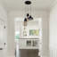 Modern 3-light Glass Pendant, Black Iron With Mixed-size Shades