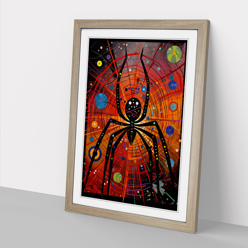 Spider Abstract No.2 - Single Picture Frame Print on Wood, Oak Framed, 64cm H x 46cm W x 2cm D