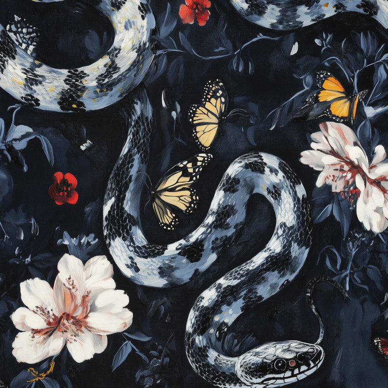 Papier peint floral serpent foncé
