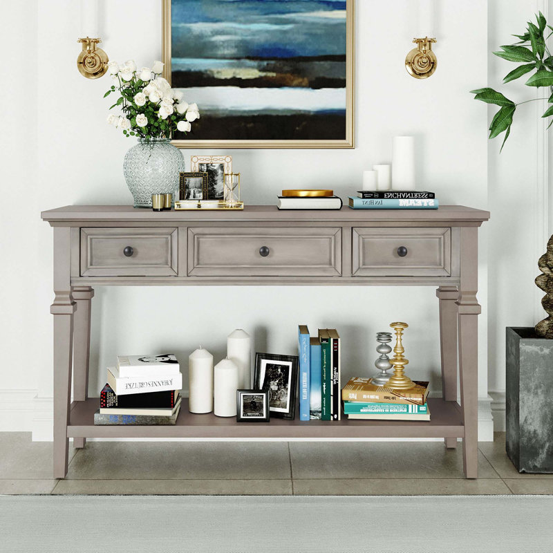 Classic Retro Style Console Table, Grey Wash