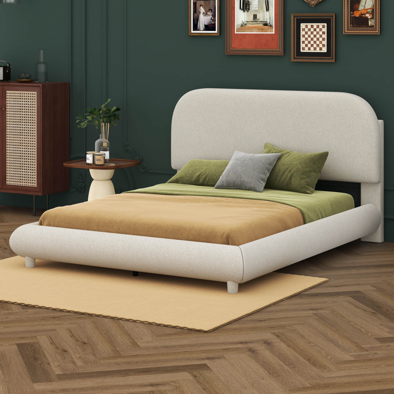Mexhide Upholstered Platform Bed, Beige