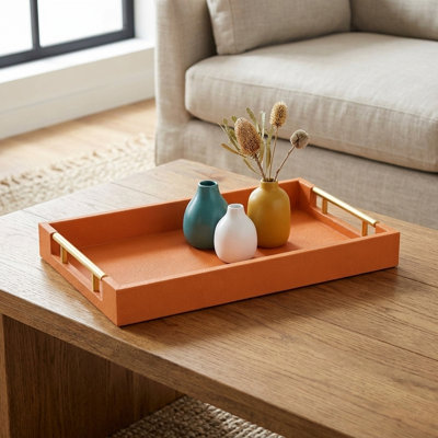 Baidy Hand-Finished Faux Shagreen Rectangular Serving Tray