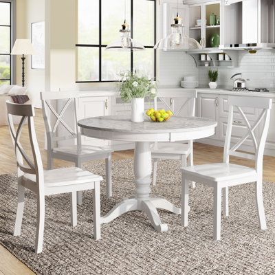 Ensemble de table et chaises de salle à manger 5 pièces pour 4 personnes, table de cuisine en bois massif avec 4 chaises