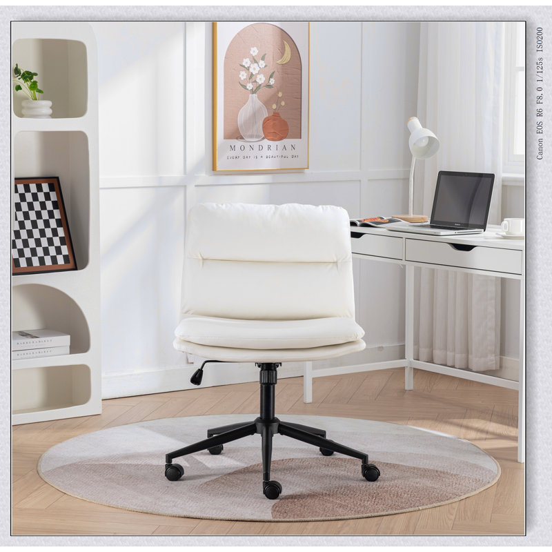 Fauteuil de bureau / chaise de coiffeuse / siège large / pivotant réglable Bizerte , Blanc