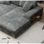 Option gris foncé moelleux : Canapé-lit convertible avec rangement, 2 sections pour salon, structure en bois, rangement : Canapé-lit en velours côtelé, solide