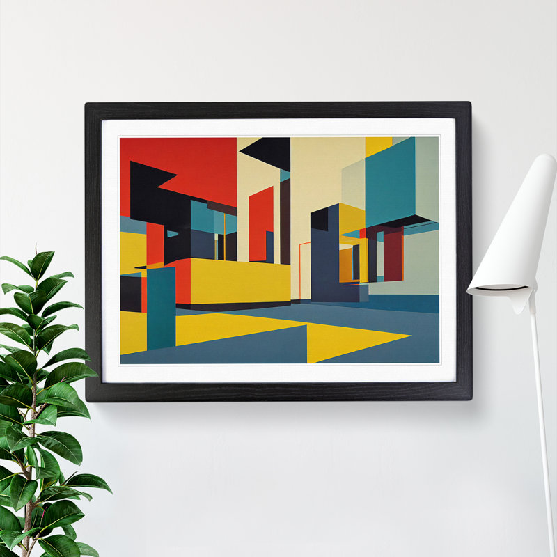 Abstract Suprematism Art Vol.2 - Single Picture Frame Print, 46cm H x 64cm W x 2cm D, Black