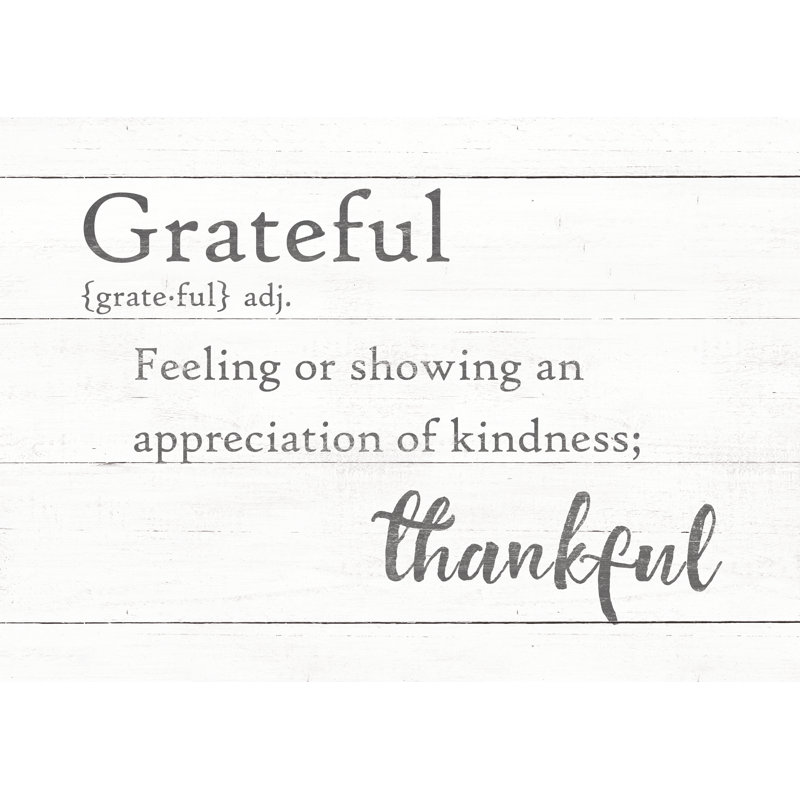 Grateful Definition On Shiplap - Wrapped Canvas Print, 20cm H x 30cm W x 3.8cm D