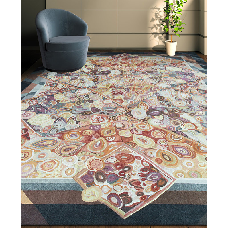 Tapis orange de haute qualité noué à la main