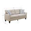 Beige moderne pour la maison - 2 pièces, structure en pin massif, base en contreplaqué, tissu en polyfibre, accoudoirs évasés, 4 sièges contemporains brillants avec coussins, pieds en bois