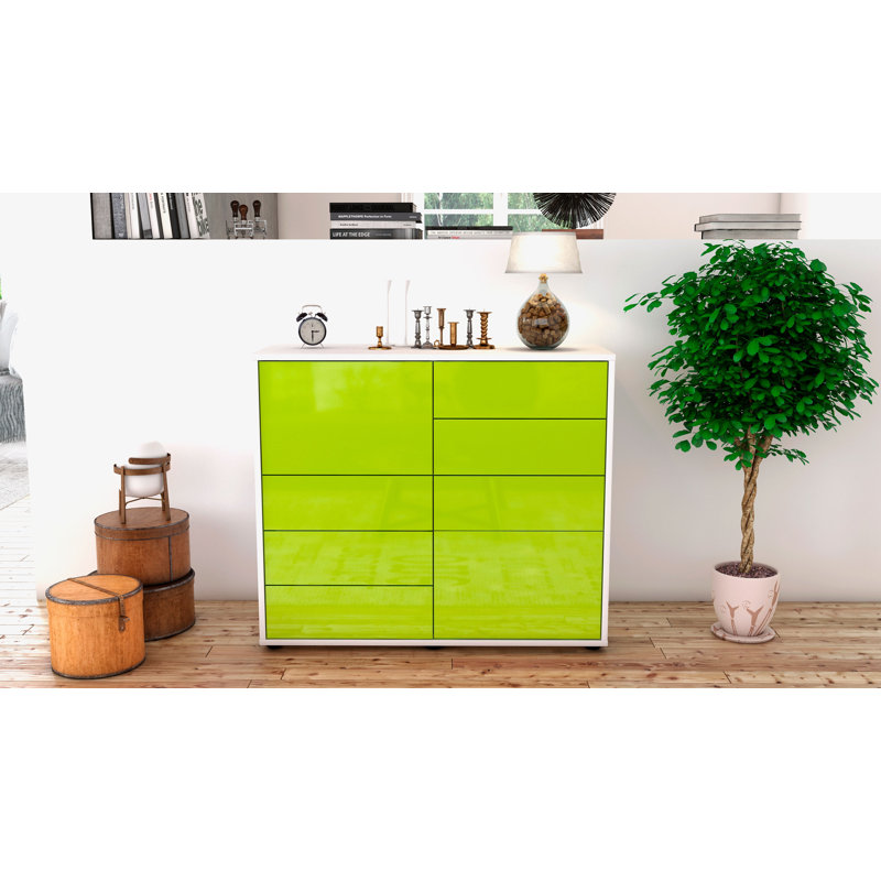 Reaon 92cm Sideboard, White/High-gloss green