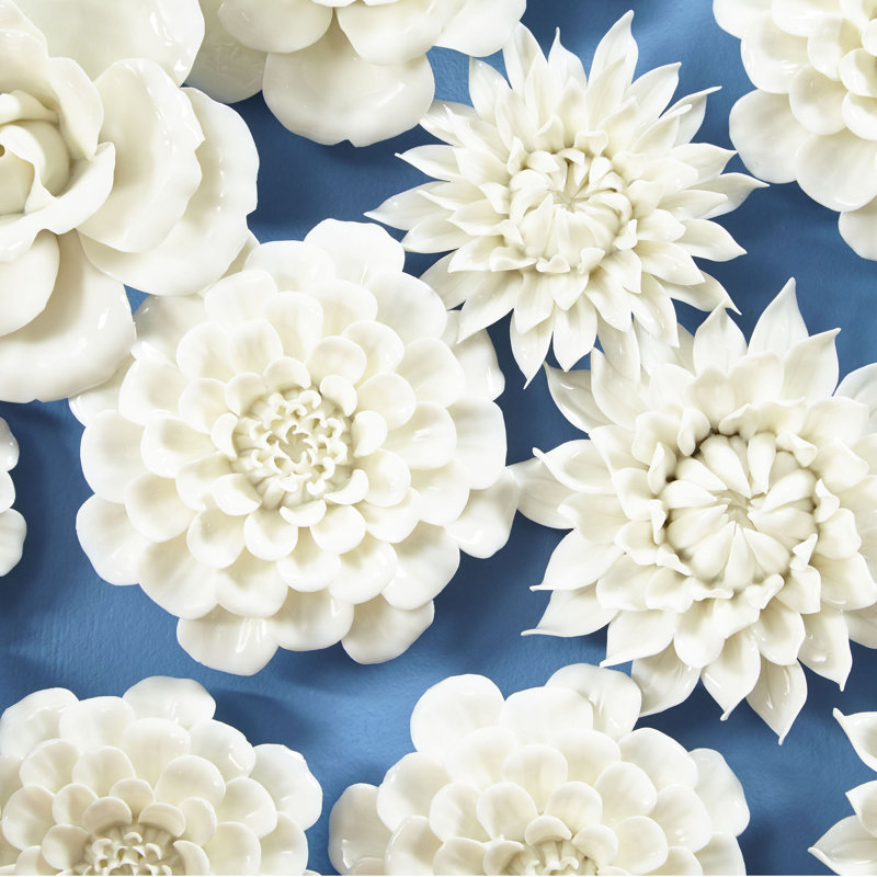 Blossom Ceramic Wall Décor, 5.5" H x 5.5" W x 1.5" D