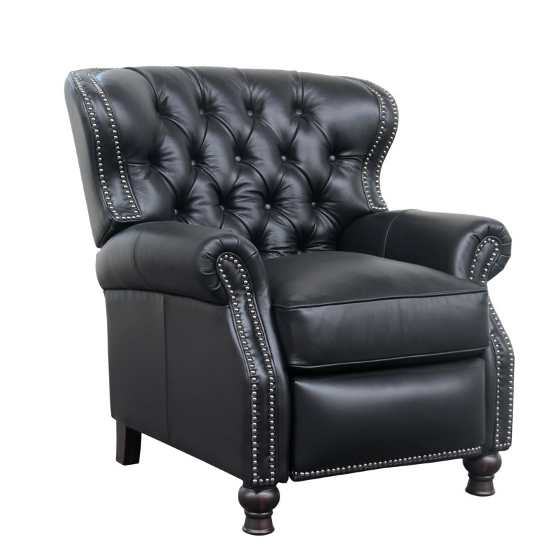 Dunlevy Recliner, Onyx Genuine Leather