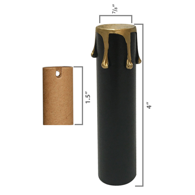 Couvercle de douille de lustre, Noir / or, H 3 po x l 4 po x P 1 po