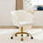 Modern Upholstered Swivel Home Office &Vanity Arm Chair with Golden Base-1498038175