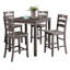 Ensemble de table de salle à manger 5 pièces de style transitionnel avec table à hauteur de comptoir et chaises à dossier à lattes, 4 chaises avec 1 table pour la salle à manger-129760004-129760007-129760013-129760015-129760017