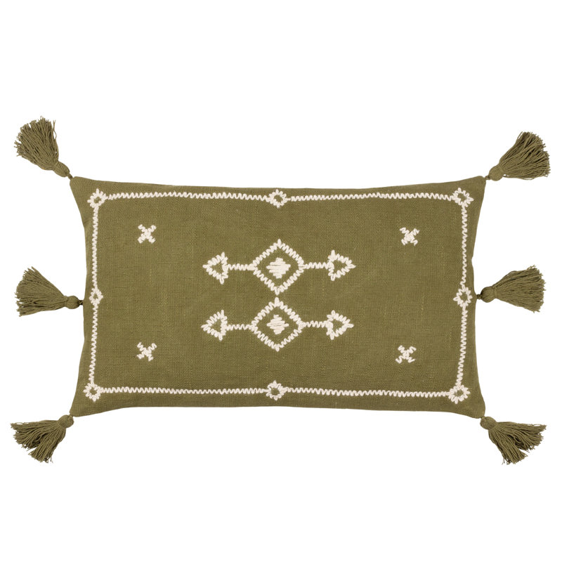 Folis Geometric Rectangular Cushion Cover, Khaki, Insert/Cover