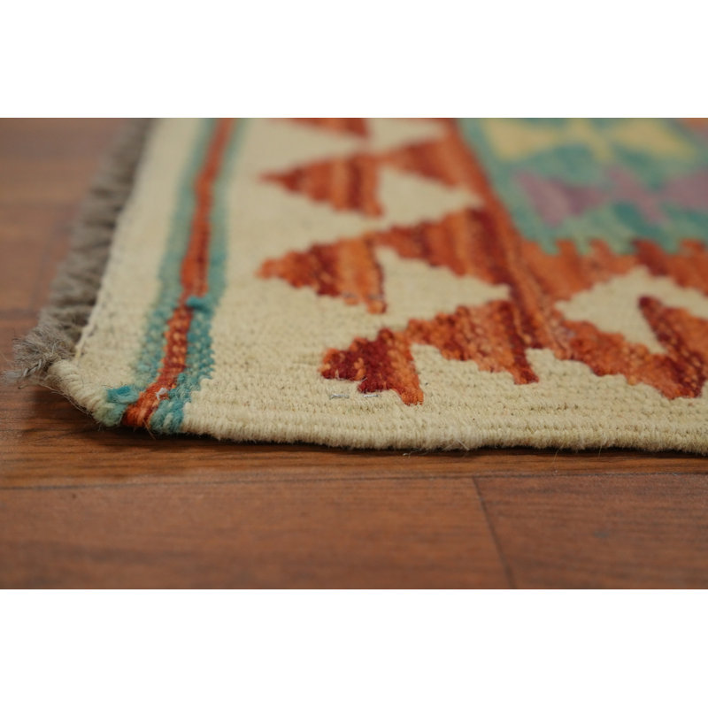 Tapis kilim à motif géométrique éclatant 2X3