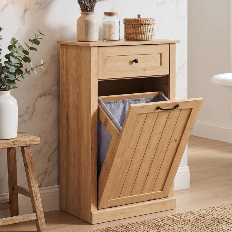 Armoire à paniers à linge inclinable Ahart, H 35,8 po x l 21,4 po x P 13 po, Naturel