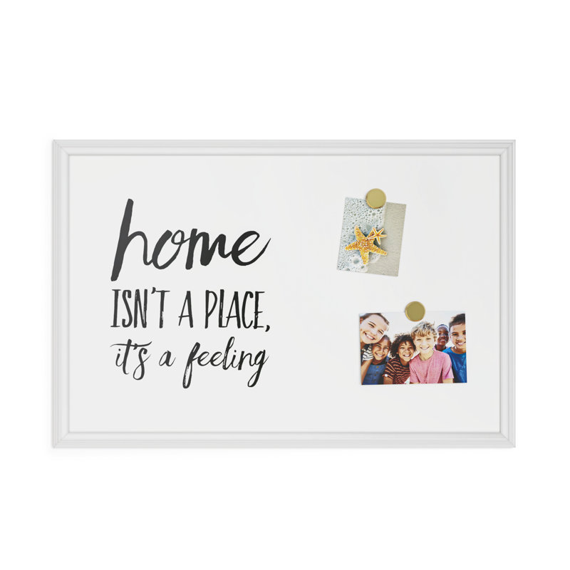 White Magnetic Freestanding Dry Erase Board with Wood-Style Frame