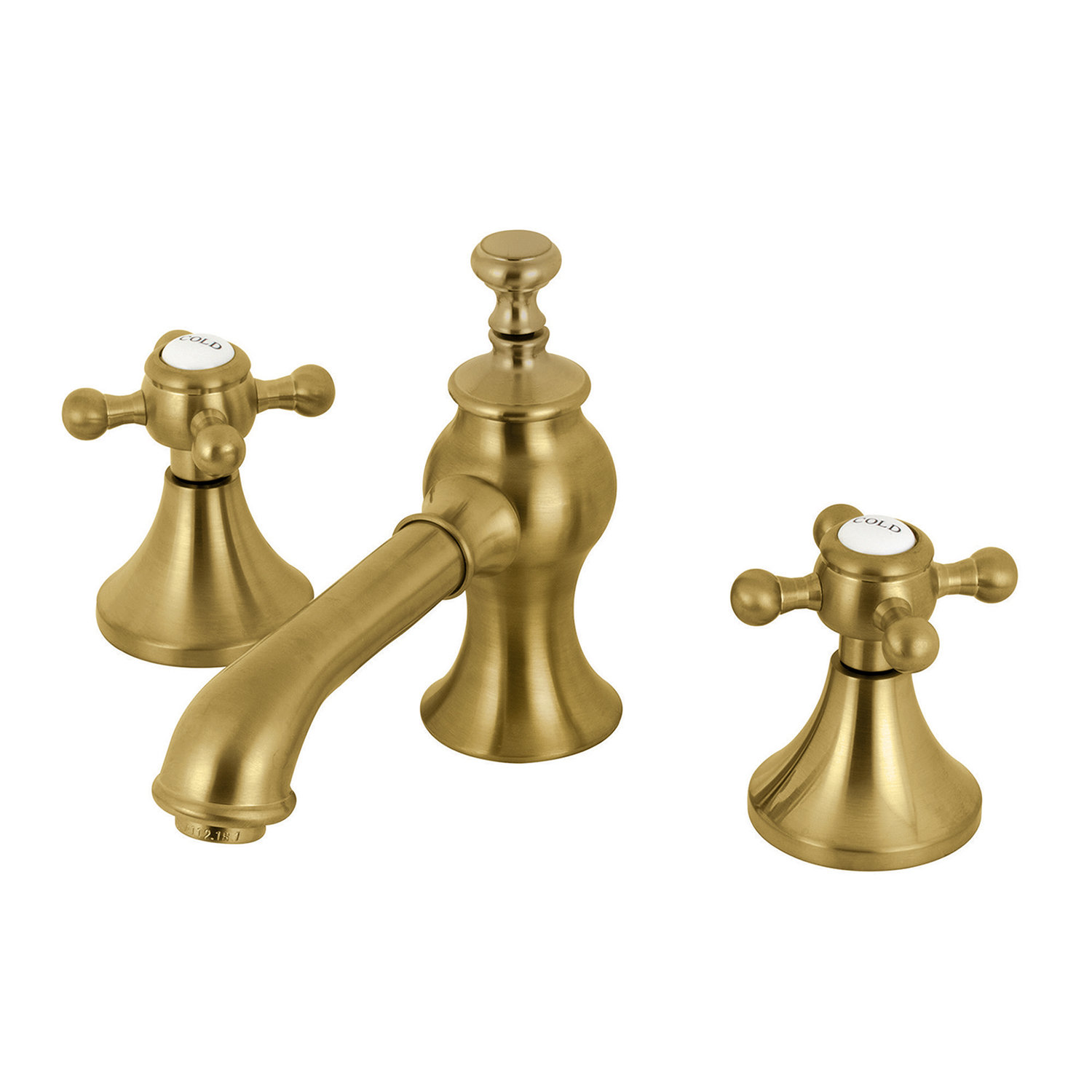 KC7067BX Kingston Brass English Country Two-Handle 3-Hole Deck Mount Widespread Bathroom Faucet with Brass Pop-Up Drain